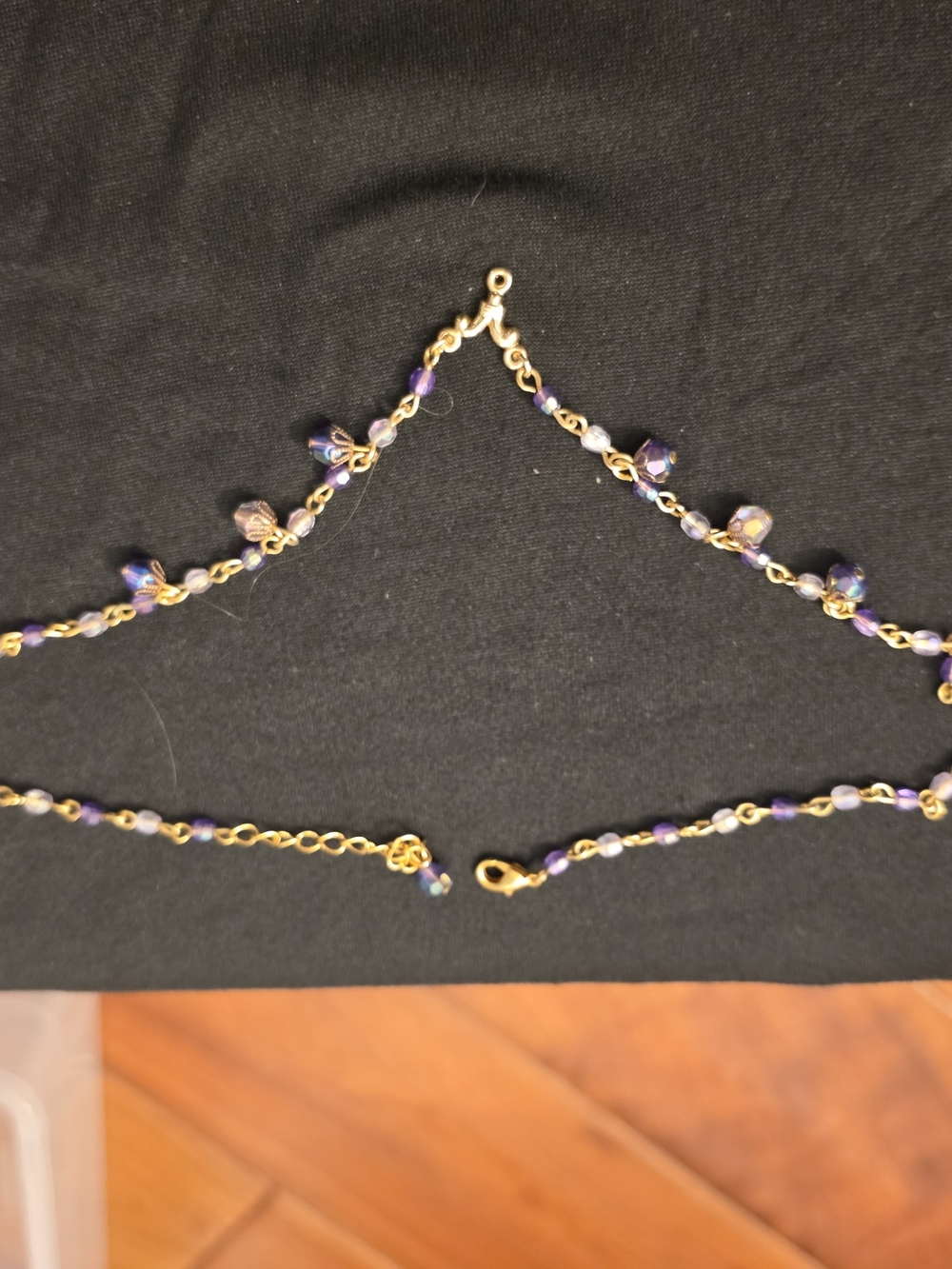 Gold Chain Necklace with Purple Beads - Women Jewelry